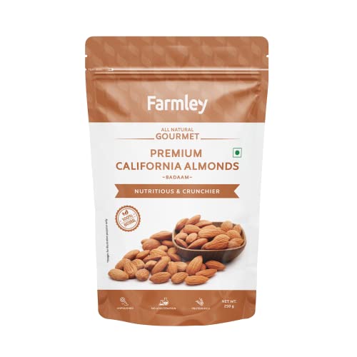 Farmley California Almonds Whole 250g | High Fiber & Protein | Premium Badam Giri | Value Pack (Pack of 1) - Image 1