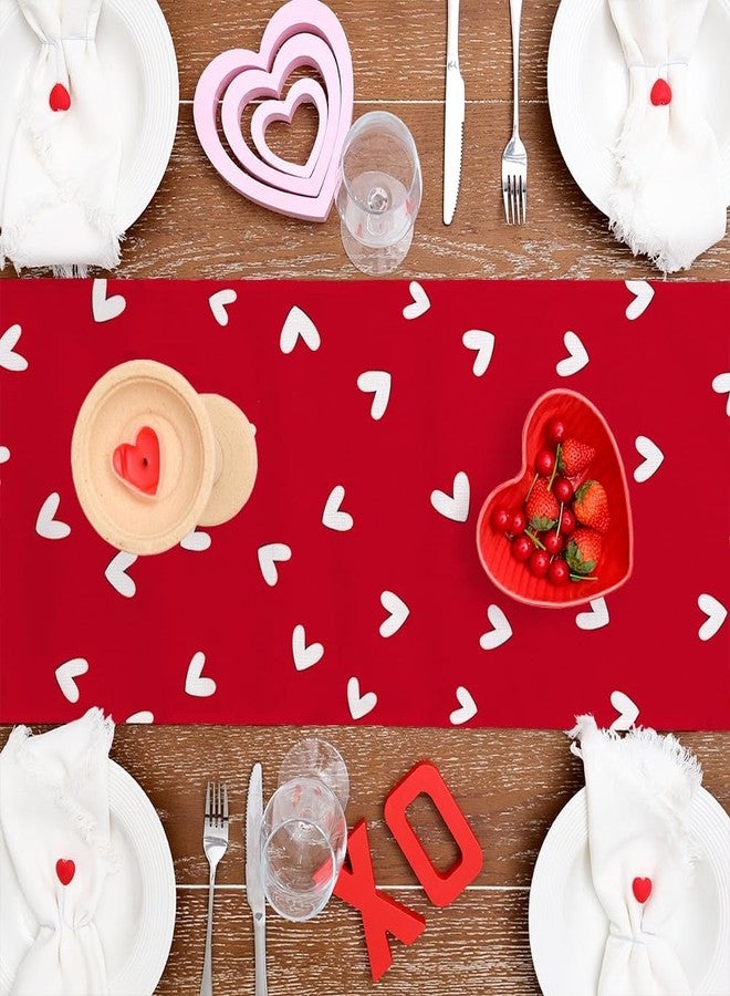 ARKENY Valentines Day Table Runner 72x13 Inches Love Heart Red Table Decor, Burlap Farmhouse Indoor Outdoor Holiday Anniversary Decoration for Home Party AT057-72 - Image 5