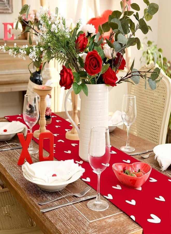 ARKENY Valentines Day Table Runner 72x13 Inches Love Heart Red Table Decor, Burlap Farmhouse Indoor Outdoor Holiday Anniversary Decoration for Home Party AT057-72 - Image 3