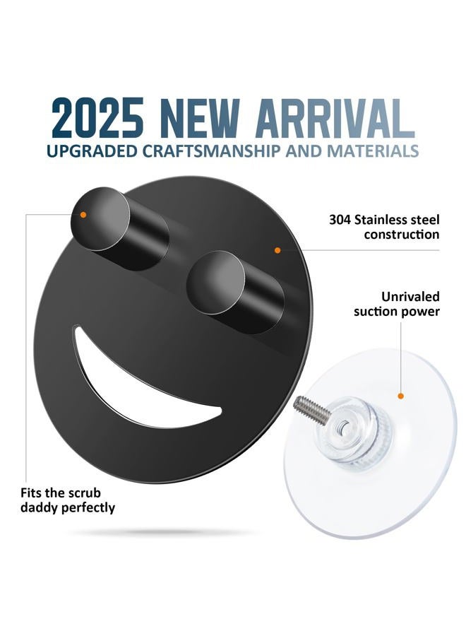 Yoshiky Stainless Steel Smiley Face Sponge Holder, Silver Sink Caddy Organizer Storage with Suction Cup for Kitchen, Kitchen Accessories Decor Scrubber-Black - Image 2