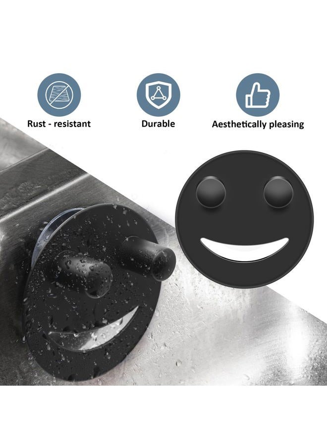 Yoshiky Stainless Steel Smiley Face Sponge Holder, Silver Sink Caddy Organizer Storage with Suction Cup for Kitchen, Kitchen Accessories Decor Scrubber-Black - Image 4