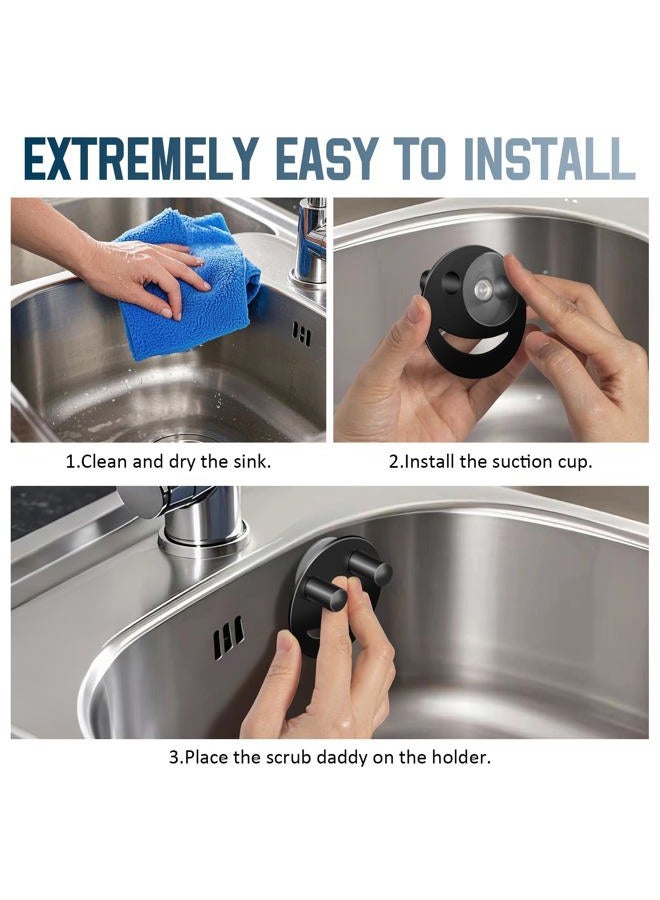 Yoshiky Stainless Steel Smiley Face Sponge Holder, Silver Sink Caddy Organizer Storage with Suction Cup for Kitchen, Kitchen Accessories Decor Scrubber-Black - Image 3