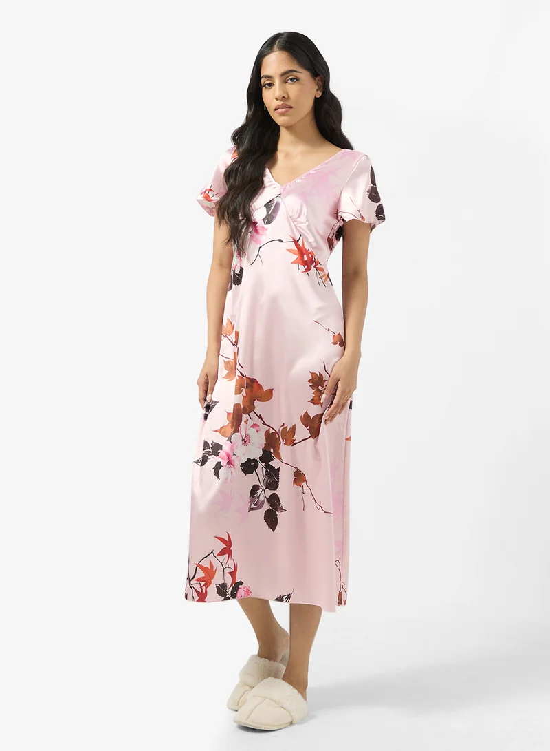 جينجر Satin Floral Night Dress