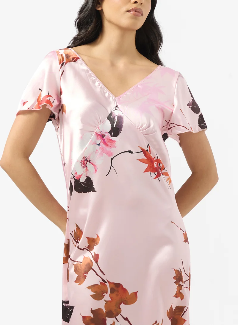 جينجر Satin Floral Night Dress