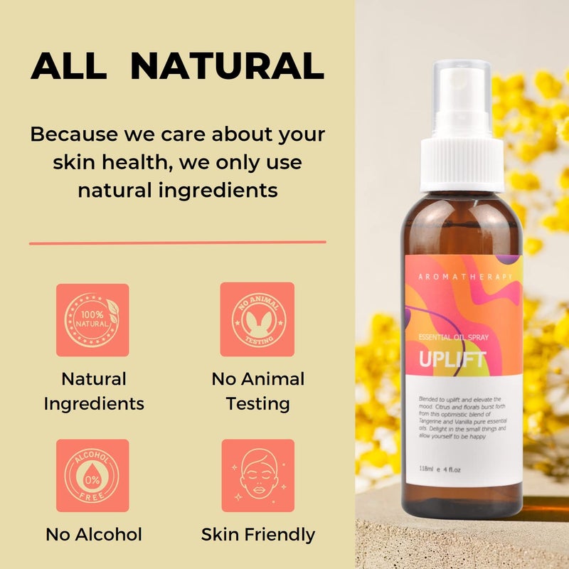 Benatu Citrus Vanilla Essential Oil Blend Spray for Body and Hair, Multi-Use Natural Uplift Scent Aromatherapy Room Linen Mist for Bedding, Pillow, Fabric, Car 4 fl oz - Image 2