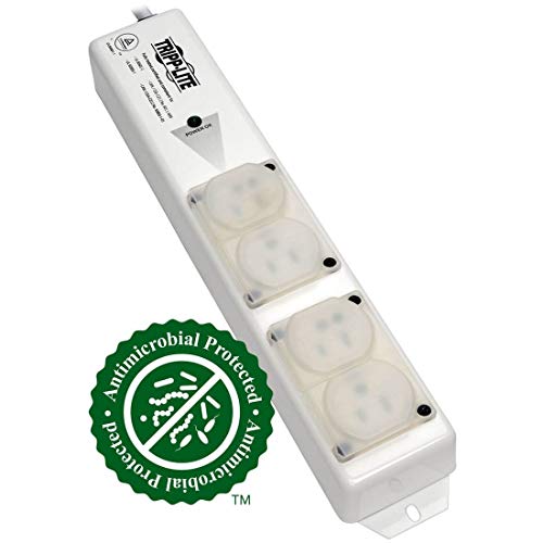 Tripp Lite Safe-IT Hospital-Grade Power Strip for Patient-Care Vicinity, 4 15A HG Outlets, UL 60601-1 Compliant, 6 Foot / 1.8M Cord, Outlet Safety Covers, White (PS-406-HGULTRA) - Image 1
