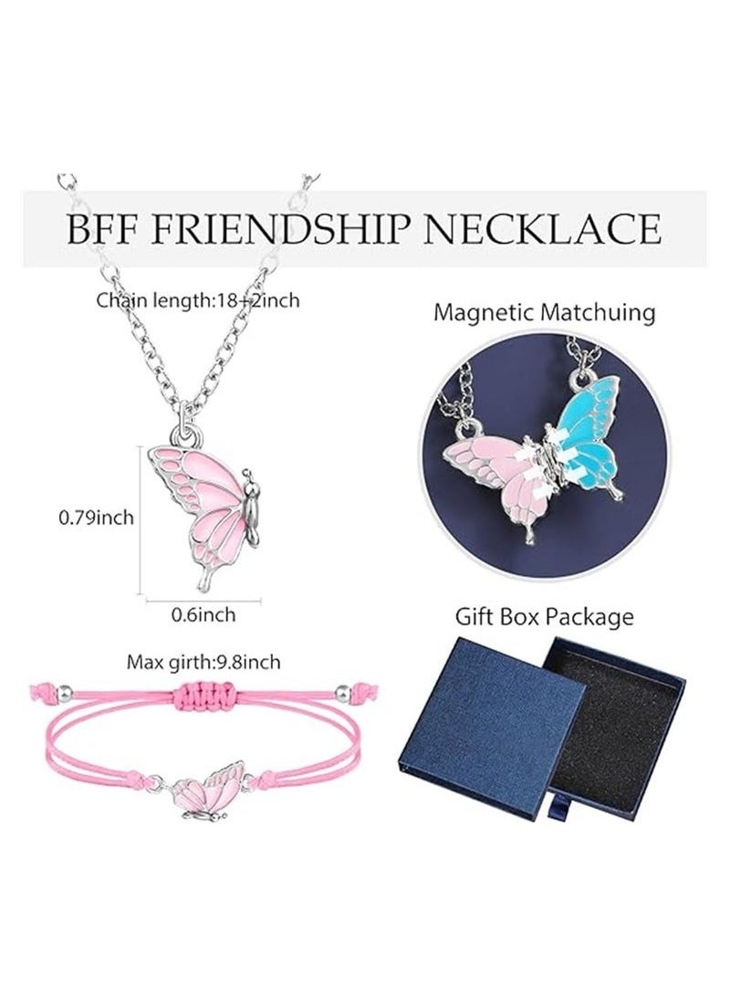 Matching Best Friend Necklace Set for 2, Heart Pendant & Butterfly Bracelets, Sister Jewelry Gift for Birthdays & Special Occasions  - Image 2