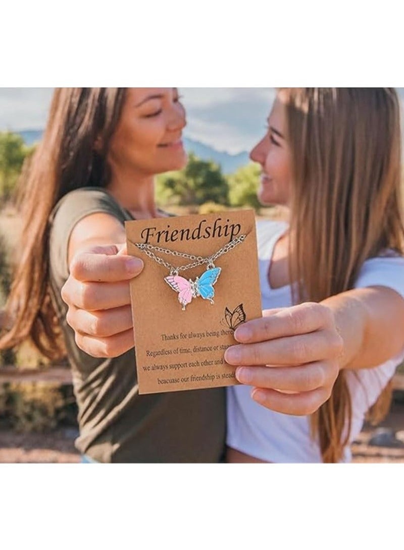 Matching Best Friend Necklace Set for 2, Heart Pendant & Butterfly Bracelets, Sister Jewelry Gift for Birthdays & Special Occasions  - Image 5