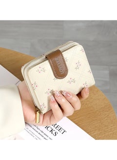 Generic Women's Short Wallet 2025 - Floral Design with Zipper - Gift for Ladies (Beige)  - Image 3