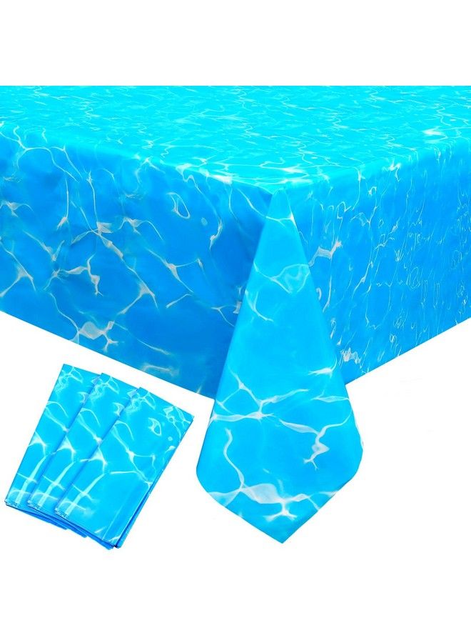 Tatuo Ocean Tablecloth 3 Pieces Water Table Cloth Plastic Beach Table Cover 51 x 87 Inch Pool Party Tablecloth Beach Theme Party Decorations Ocean Party Decoration Water Print Tablecover for Rectangle Table - Image 2