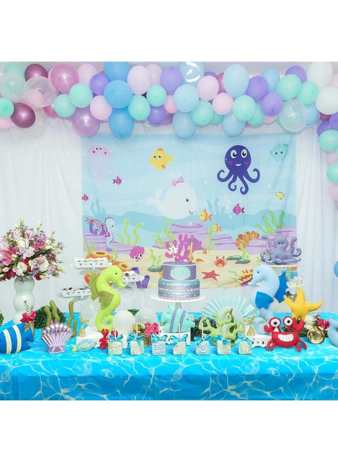 Tatuo Ocean Tablecloth 3 Pieces Water Table Cloth Plastic Beach Table Cover 51 x 87 Inch Pool Party Tablecloth Beach Theme Party Decorations Ocean Party Decoration Water Print Tablecover for Rectangle Table - Image 5