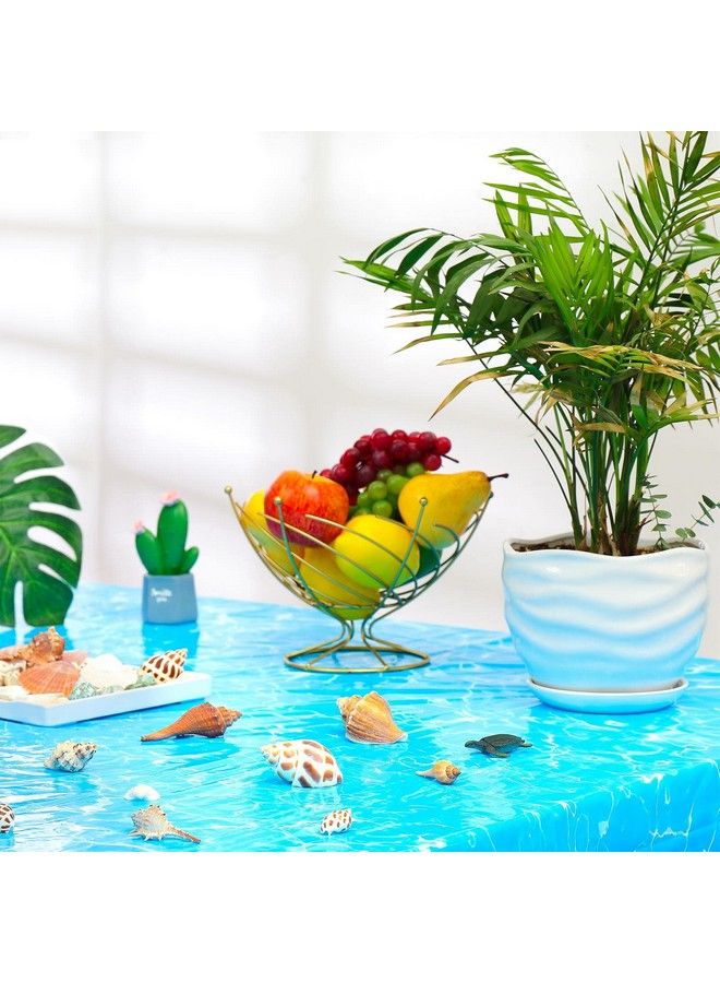 Tatuo Ocean Tablecloth 3 Pieces Water Table Cloth Plastic Beach Table Cover 51 x 87 Inch Pool Party Tablecloth Beach Theme Party Decorations Ocean Party Decoration Water Print Tablecover for Rectangle Table - Image 3