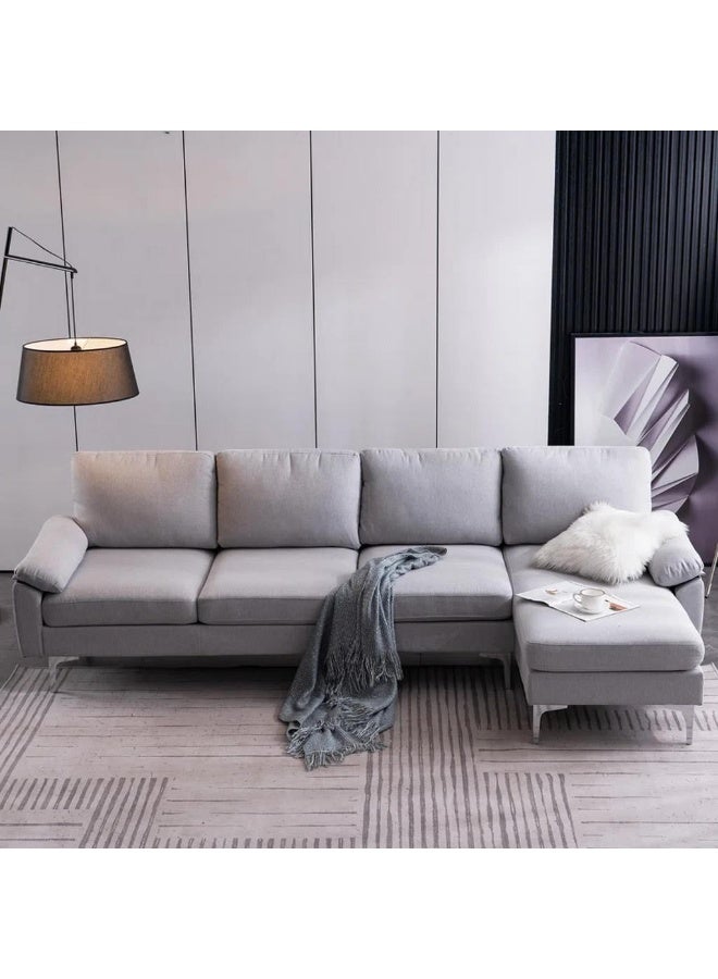 هومزمارت كنبة زاوية  خشب سويدي و كتان - رمادي - Image 1