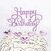 YUINYO Purple Happy Birthday Cake Toppers lettershappy birthday and love starParty - Image 3