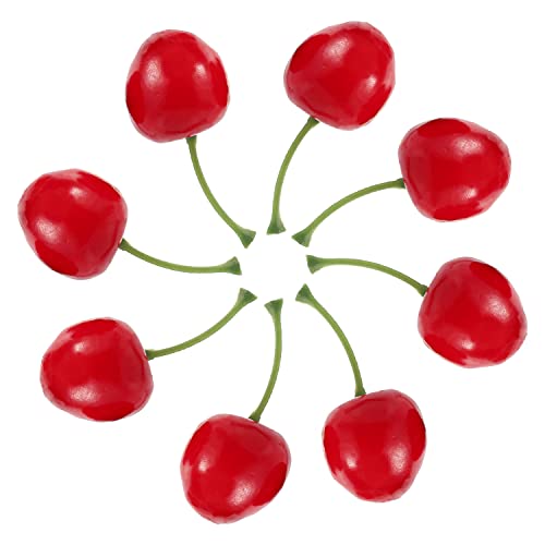 TRLREQ Pack of 25 Decorative Fruit Cherries Artificial Lifelike Simulation CherriesCherry Fake Fruit Model for Party Decor Home Kitchen Cabinet Photography Prop