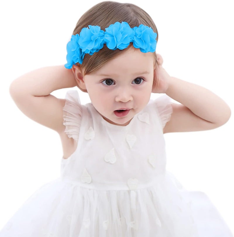 Fmeida Baby Girls Headbands for 4-24M | Soft Flower Crown (Fits 14.96"-18.89" Head) - Image 1