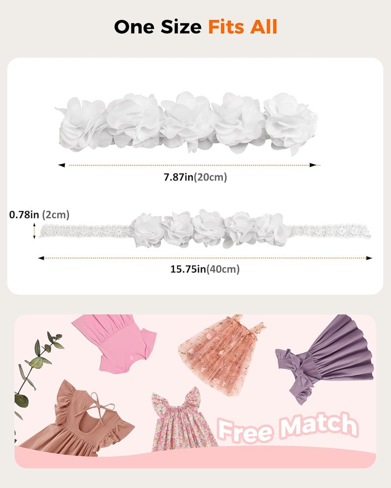 Fmeida Baby Girls Headbands for 4-24M | Soft Flower Crown (Fits 14.96"-18.89" Head) - Image 4