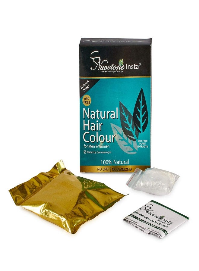 Nuvotone Ppd And Ammonia-free Ayurvedic Natural Black Hair color Kit - Insta Natural Hair color (Natural Black) [Pack Of 2] And Body Art Quality Henna Powder - Image 2