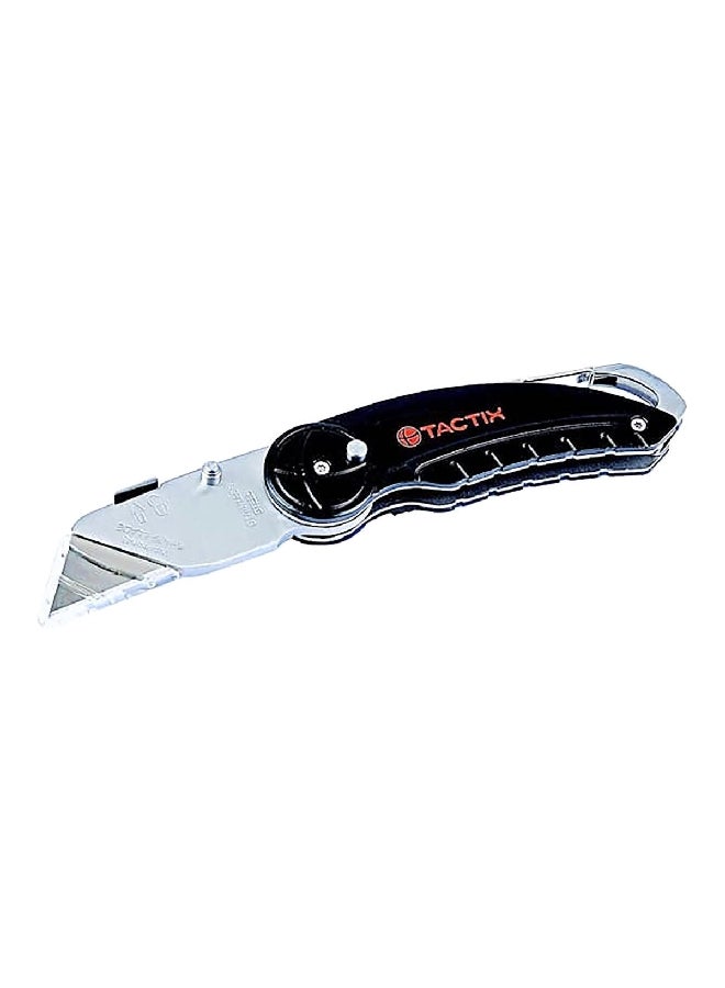 Tactix Stainless Steel Folding Utility Knife with Blades and Belt Clip Black and Silver 26 x 39 x 34 cm 261201  - Image 2
