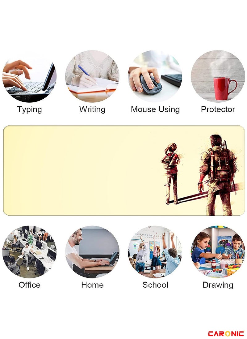 Large Gaming Mouse Pad with Superior Micro Weave Cloth Extended Desk Mousepad with Stitched Edges Non-Slip Base Water Resist Keyboard Pad For Gamer And Office Home TLO 184