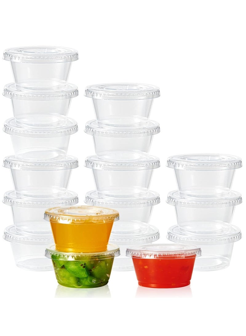 Jelly Shot Cups with Lids Small Container 3.2 oz 100 Count Disposable for Salad, Sauce, Dressing, Snacks, Dip - Image 1