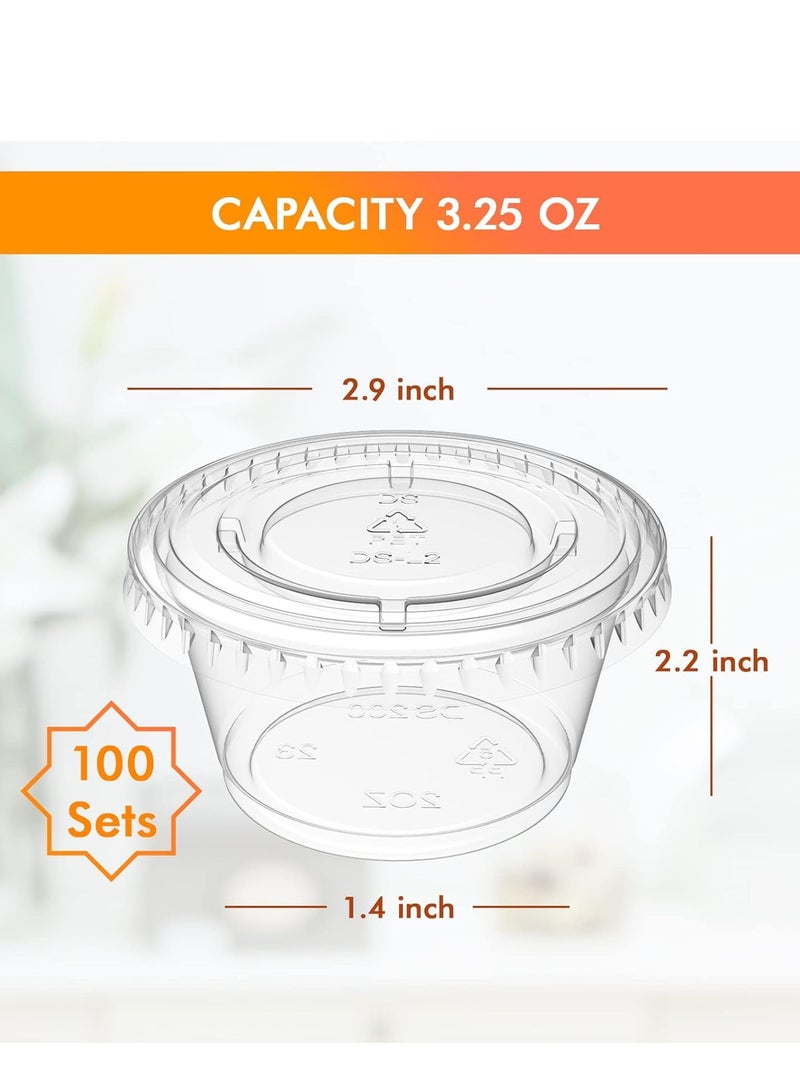 Jelly Shot Cups with Lids Small Container 3.2 oz 100 Count Disposable for Salad, Sauce, Dressing, Snacks, Dip - Image 4