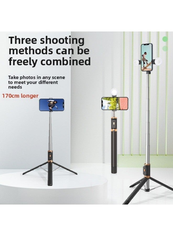 Loquat Mini 1.7m Stainless Steel Selfie Stick Vlog Bluetooth Remote Control Camera Phone Stand Live Tripod-Color:G5110cm Pink  - Image 2