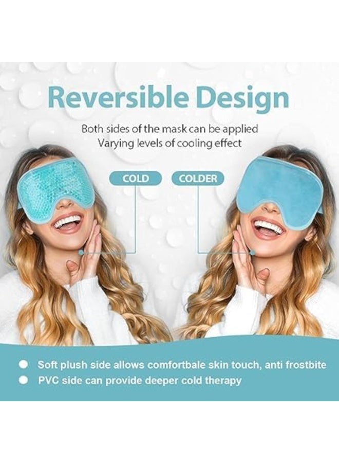 Cazadora Blue Silicone Cooling Eye Mask for Puffy Eyes, Dark Circles & Migraine Relief - Reusable Hot Cold Therapy Gel Beads Compress for Sinus Pain, Headaches, Stress & Eye Fatigue – Multi-Purpose Eye Care Relaxation Solution – Perfect for Sleeping, Travel, and Beauty Routine – The Ultimate Soothing and Calming Eye Treatment – Non-Toxic, Flexible, and Adjustable Fit for Men and Women – Professional Grade Quality – 19.5 x 9.6 cm – Fast Acting Relief and Rejuvenation – Lightweight 120g – Essential Home & Spa Accessory for Holistic Wellness - Image 3
