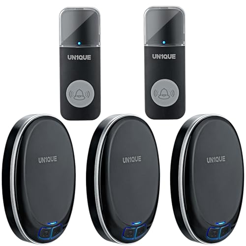 UN1QUE Wireless Door Bell for Home - Small Calling Bell for Office, 1000ft Long Range with 36 Chimes, 100dB Louder Volume, 4 Level Volume, LED Light, Info Board Design, IP44 Waterproof U432 - Image 1