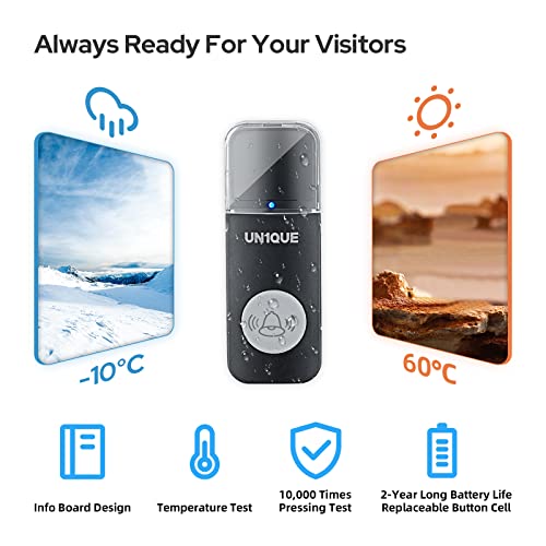 UN1QUE Wireless Door Bell for Home - Small Calling Bell for Office, 1000ft Long Range with 36 Chimes, 100dB Louder Volume, 4 Level Volume, LED Light, Info Board Design, IP44 Waterproof U432 - Image 2