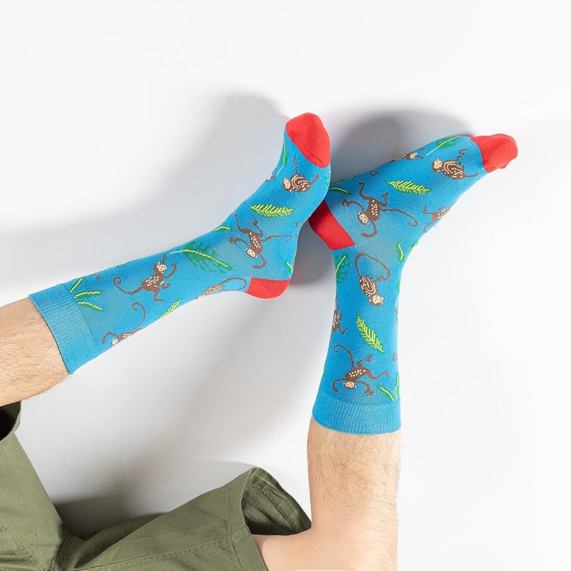 BISOUSOX Mens Dress Socks Funny Fun Colorful Crazy Funky Crew Socks for Men Novelty Happy Cotton Size 9-12 - Image 3