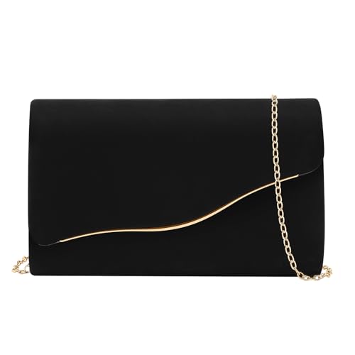 CurvChic Clutch Purses for Women Evening Bag Faux Suede Formal Party Wedding Cocktail Prom - Image 1