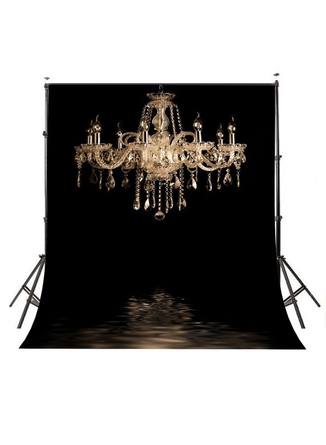 LYLYCTY 5x7ft Luxurious Chandeliers Photography Background European Gorgeous Crystal Chandelier Black Backdrop Studio Props Indoor Decorations LY024 - Image 1