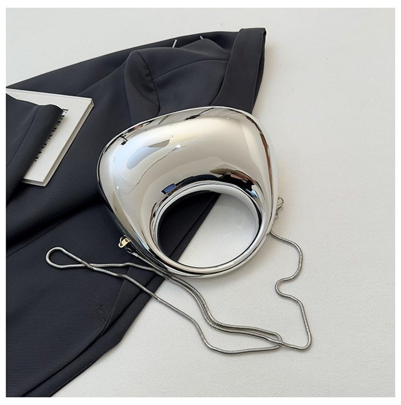 GSYPS Acrylic Handbags for Women Cute Acrylic Clutch Small Unique Purse Trendy Metal Evening Bag for Party Cocktail Silver - Image 3