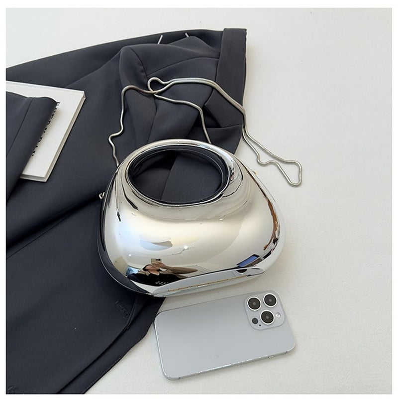 GSYPS Acrylic Handbags for Women Cute Acrylic Clutch Small Unique Purse Trendy Metal Evening Bag for Party Cocktail Silver - Image 2
