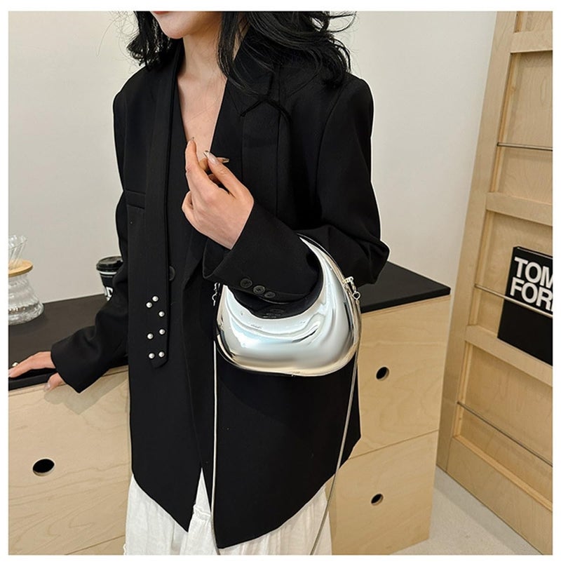 GSYPS Acrylic Handbags for Women Cute Acrylic Clutch Small Unique Purse Trendy Metal Evening Bag for Party Cocktail Silver - Image 5