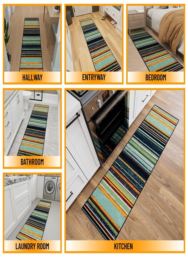 Ottomanson Hallway Runner Rug 1'10" x 7' Non Slip Striped Area Rugs Easy to Clean Laundry Rug Runner Durable & Pet Friendly Floor Carpet Runners for Hallways Entryway Living Room Kitchen, Multicolor - Image 3
