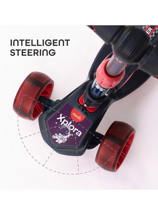 Moon Xplora Foldable Baby Scooter with Seat, a 3-wheel convertible kids' scooter in red and black - Image 5