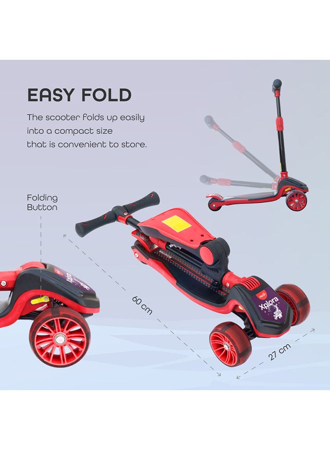 Moon Xplora Foldable Baby Scooter with Seat, a 3-wheel convertible kids' scooter in red and black - Image 3