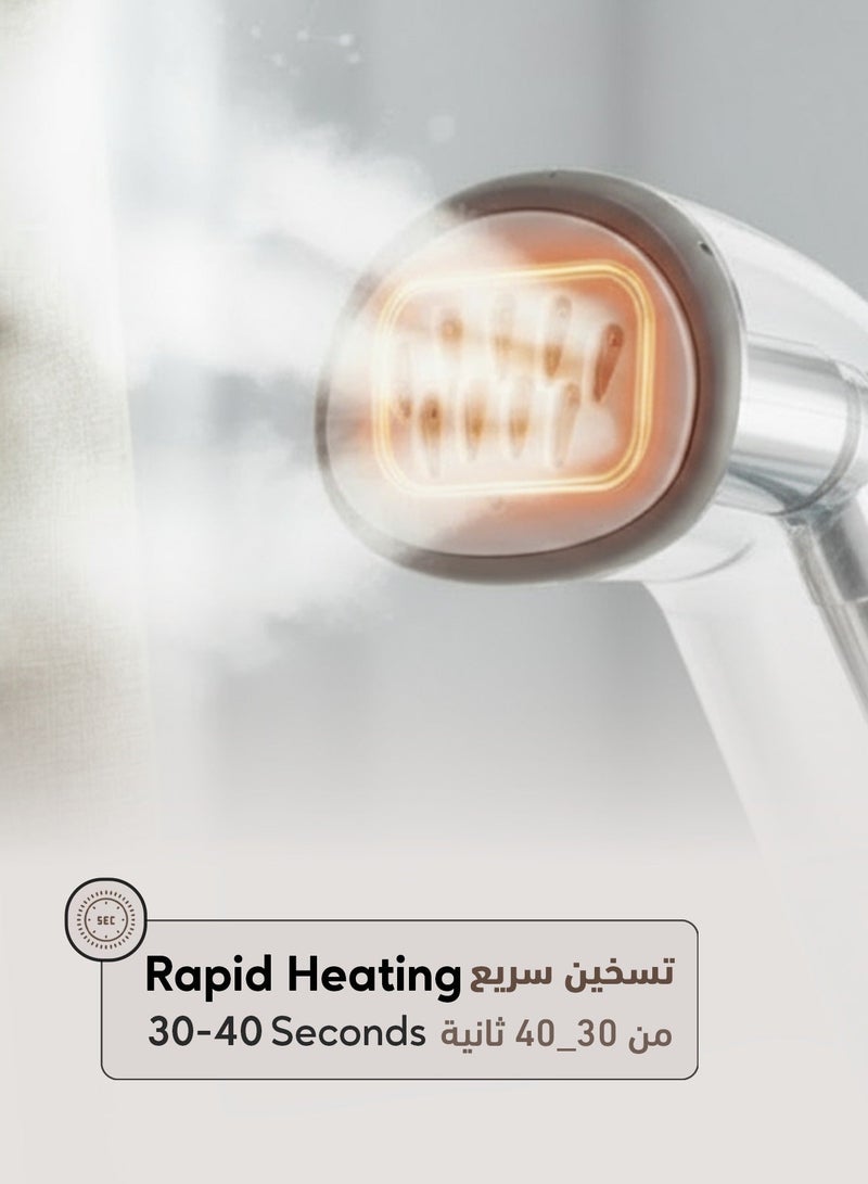 GREEN LION Garment Steamer 2000W Portable Household Steam Iron Functional 1.8L / Stand Steamer with Height Adjustable Hanger/ Rapid Heating Fabric Steamer for Wrinkles/Creases - White - Image 4