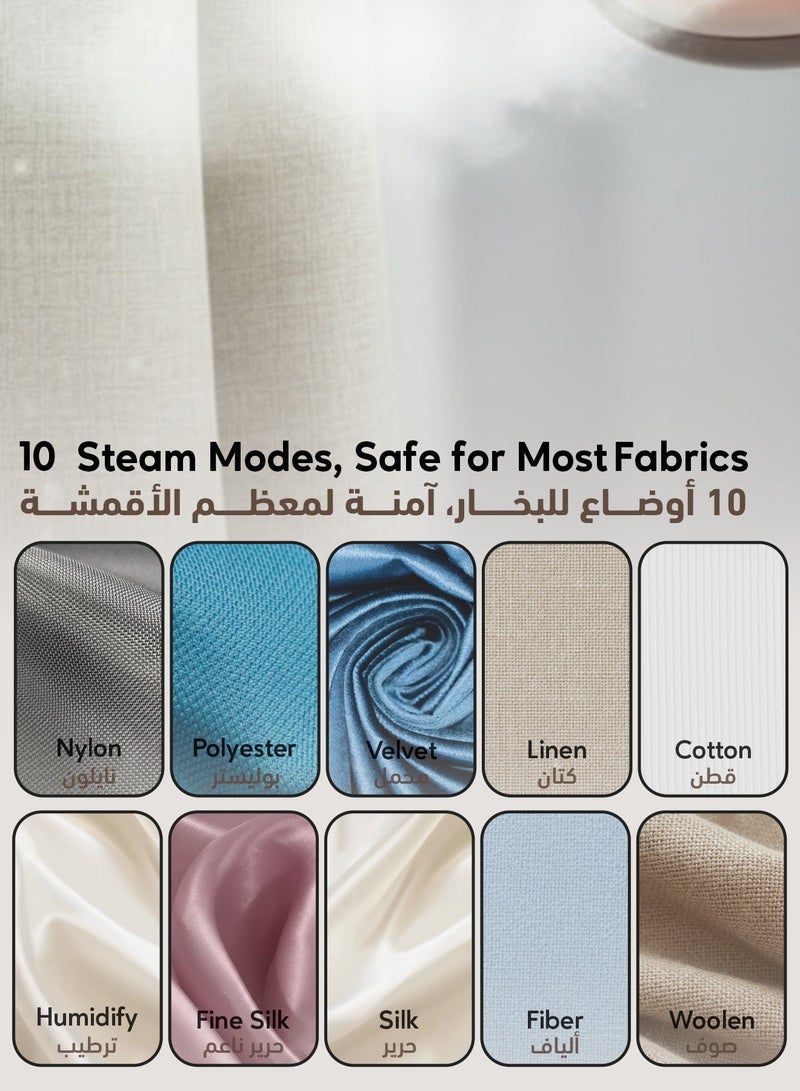 GREEN LION Garment Steamer 2000W Portable Household Steam Iron Functional 1.8L / Stand Steamer with Height Adjustable Hanger/ Rapid Heating Fabric Steamer for Wrinkles/Creases - White - Image 3