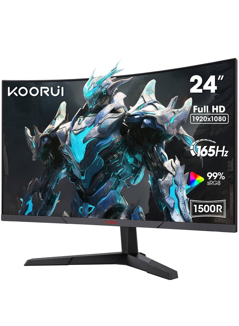 KOORUI KOORUI 24" FHD 1080P Curved VA Gaming Monitor, 165Hz Refresh Rate , Black | 24E6CA - Image 1