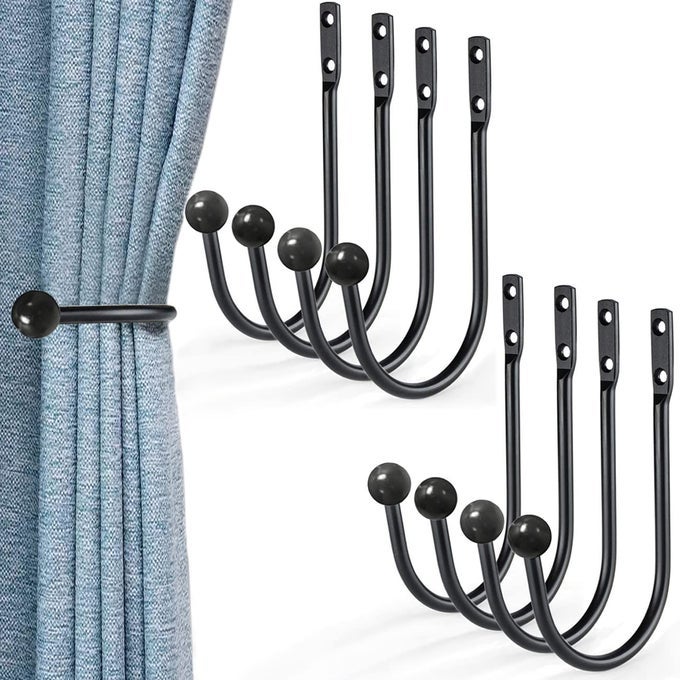 DECORATIVE CURTAIN DRAPERY HOLDBACKS CURTAIN TIEBACKS SIMPLE VINTAGE RUSTIC STYLE DECOR8 PACK BLACKCOME WITH SCREWS
