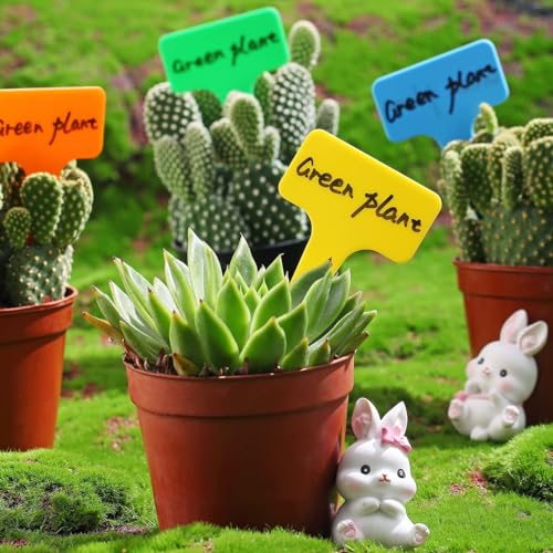 GREWERY Tags, Markers for Trees, Plants, Saplings | Set of 50 Tags | T Shape | Broad Writing Area | Durable | Made of Long Lasting Plastic | 10 cm x 6 cm | Waterproof, Weatherproof, Reusable (Mix Color) - Image 3