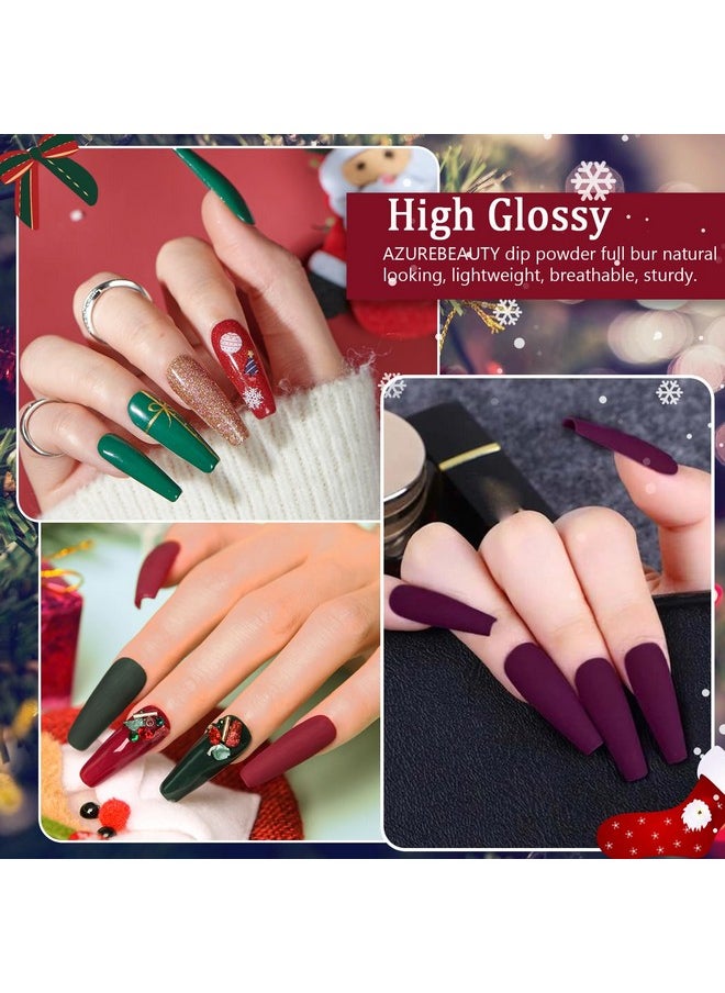 AZUREBEAUTY AZUREBEAUTY 42Pcs Dip Powder Nail Kit Starter, 32 Colors Christmas Winter Set Green Nude Brown Blue Dipping Powder Set with Top/Base Coat & Recycling Tray for French Art Manicure Salon  - Image 5