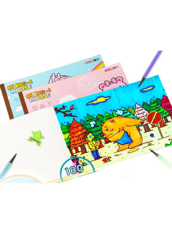 Deli [Back To School Essential], Deli 10 Packs 20 Sheets Children'S Blank Sketchbooks, Kindergarten And Elementary School Drawing Books, 252*179Mm Blue [Back To School Gift] - Image 3