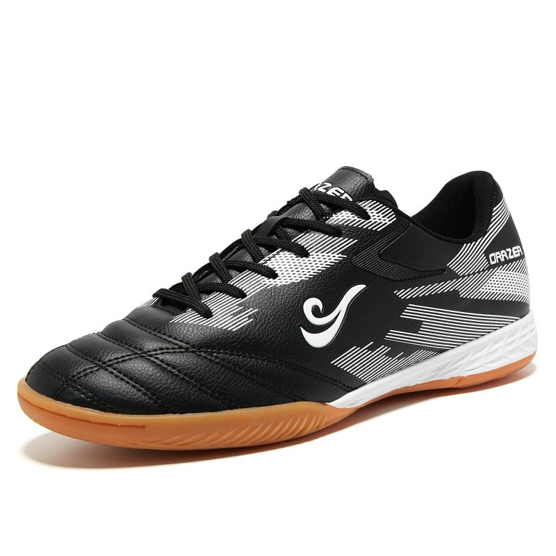 ORRZER Men's Indoor Soccer Shoes for Futsal Sports Women's Trainer Athletic Flat Outsole Training Rubber Sneaker Black/White - Image 1