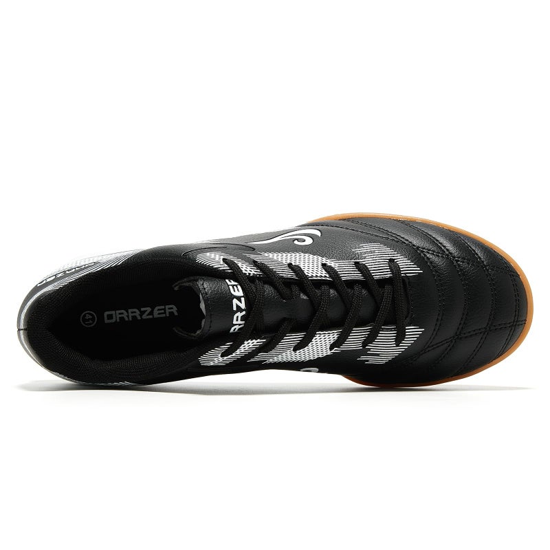 ORRZER Men's Indoor Soccer Shoes for Futsal Sports Women's Trainer Athletic Flat Outsole Training Rubber Sneaker Black/White - Image 3