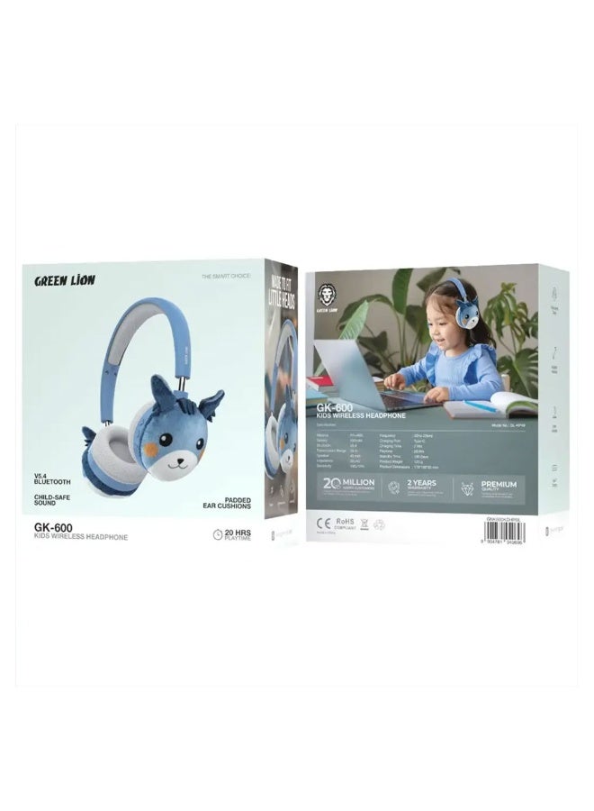Green Lion GL-600 Wireless Kids Headphones - Blue - Image 1