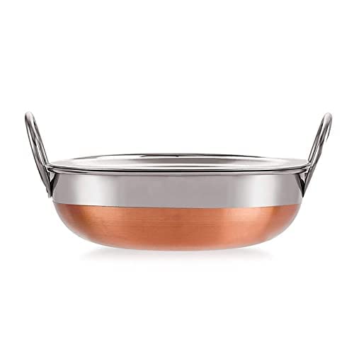 MUKE Stainlss Steel Copper Bottom Kadai Ideal Utensils for Daily Usage Silver Copper 2 ROUND 02 001 - Image 2
